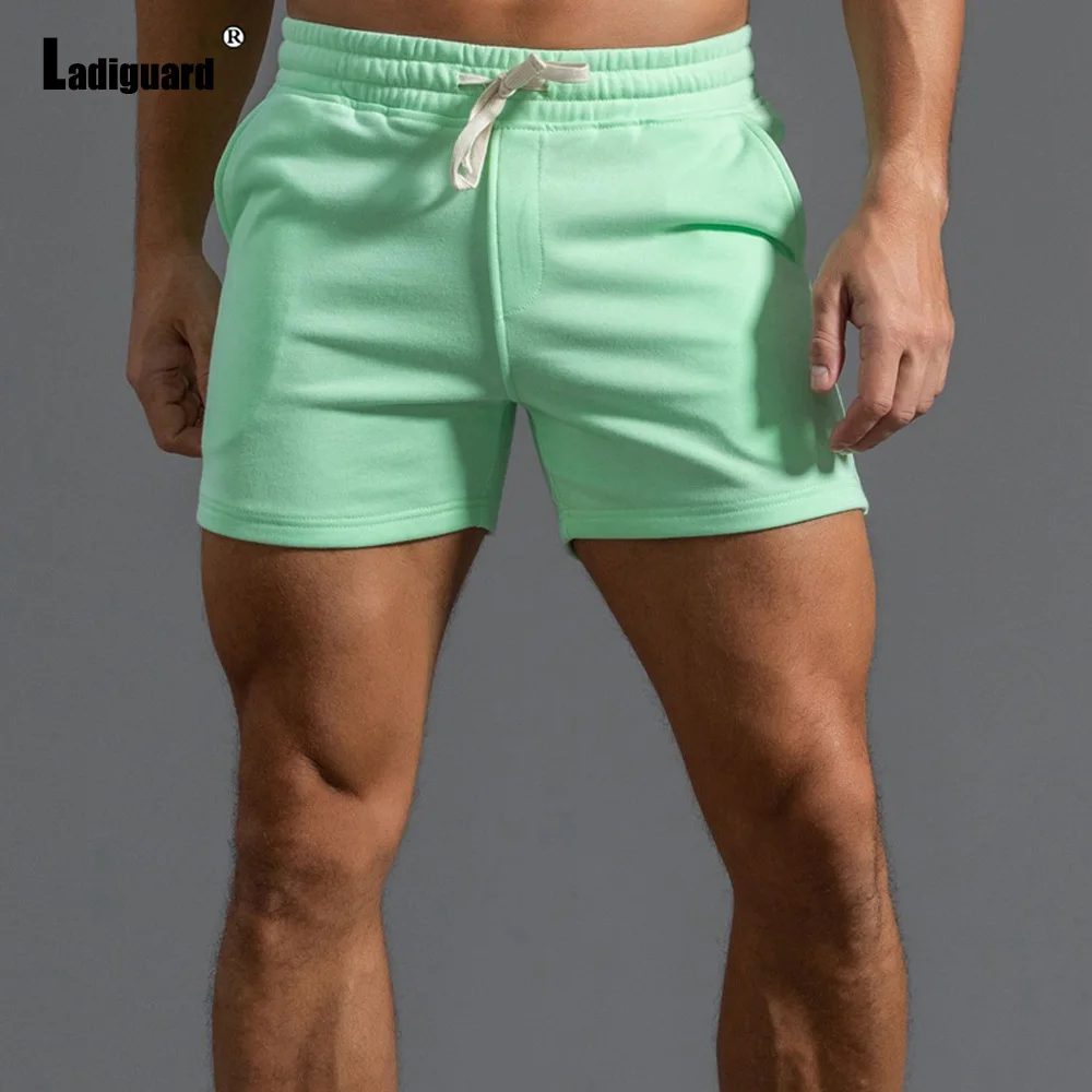 Ladiguard Plus Size 3xl Men Leisure Shorts 2022 Summer New Sexy Lace-up Skinny Shorts Blue Gray Male Casual Beach Short Pants