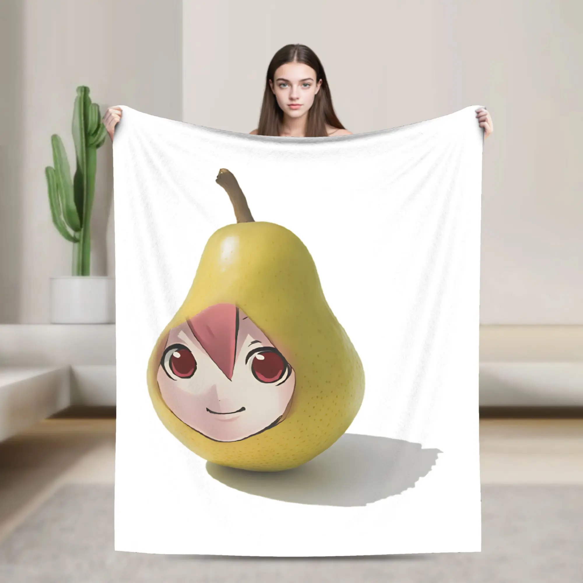 Kasanes Tetos  Expression 2020 Drawing Plush Blanket Pears Funny Throw Blanket for Home 200x150cm Plush Thin Quilt