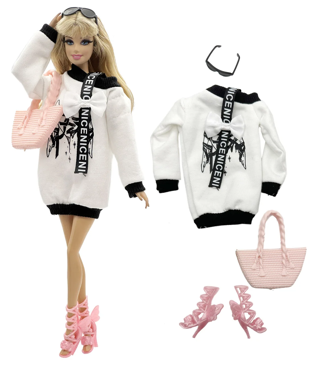 1 ensemble d'accessoires de poupée en tissu, modèle de mode, vêtements décontractés, vêtements Cool + chaussures pour poupée de 11.5 pouces 30cm, cadeau d'anniversaire pour enfants ou