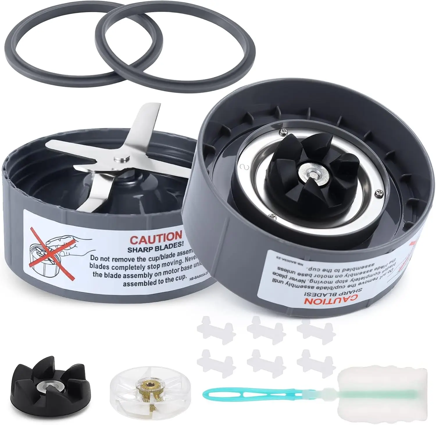 

2 PCS Replacement Blade Including Gear Rubber Gasket and Shock Pad for NutriBullet Blender 900W 600W Series Blade