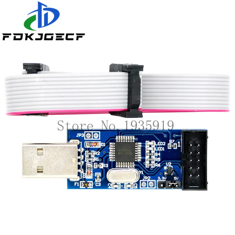 10Pin To 6 Pin Adapter Board + USBASP USBISP AVR Programmer USB ISP USB ASP ATMEGA8 ATMEGA128 Support Win7 64