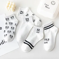 Ragazze Cute Panda Face calzini divertenti bianco Casual estate primavera due strisce morbido cotone donna