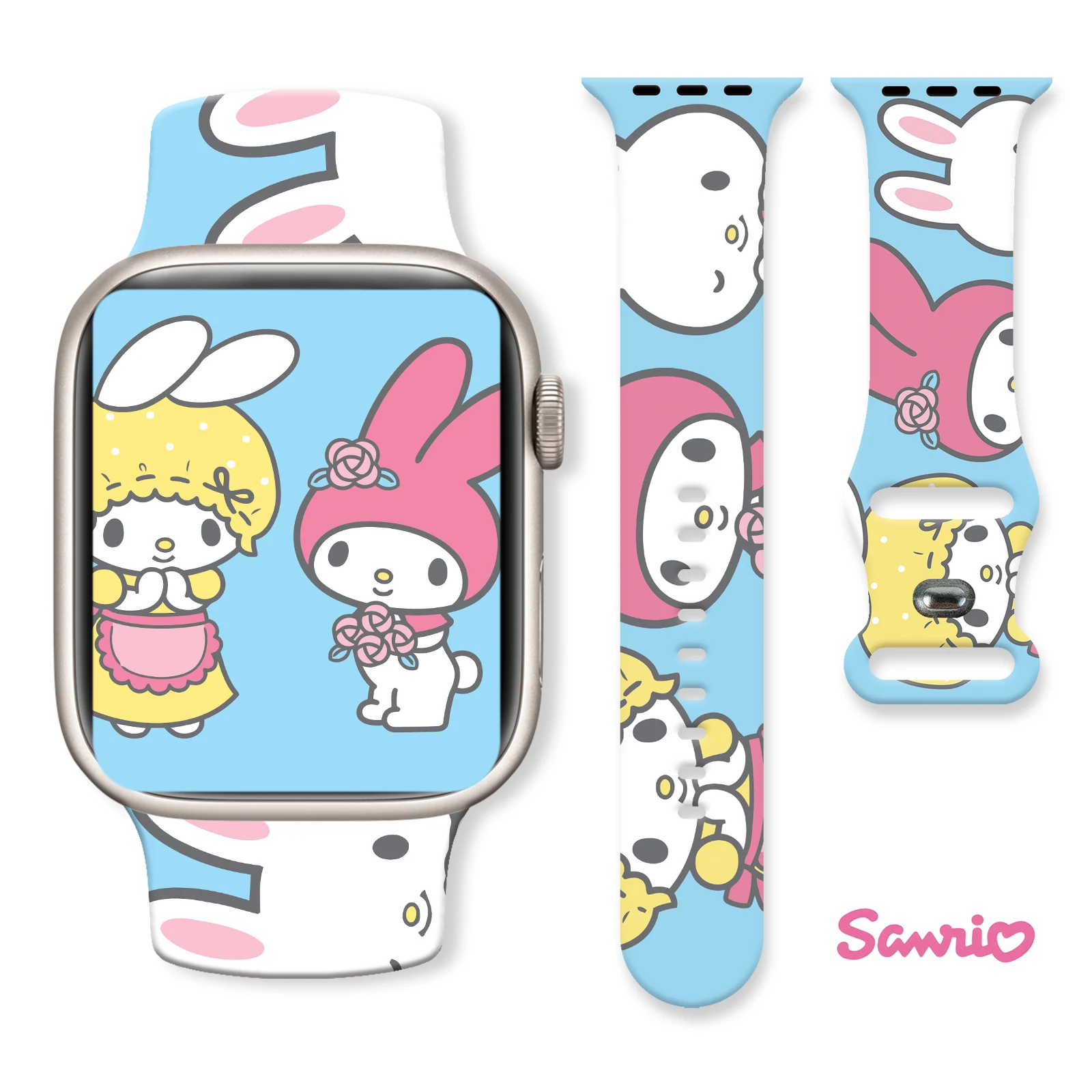 

Sanrio Melody Printed Strap for Apple Watch 10 9 8 7 Silicone Band Replaceable Bracelet for iWatch 46mm 45mm 42mm 40mm Watchband