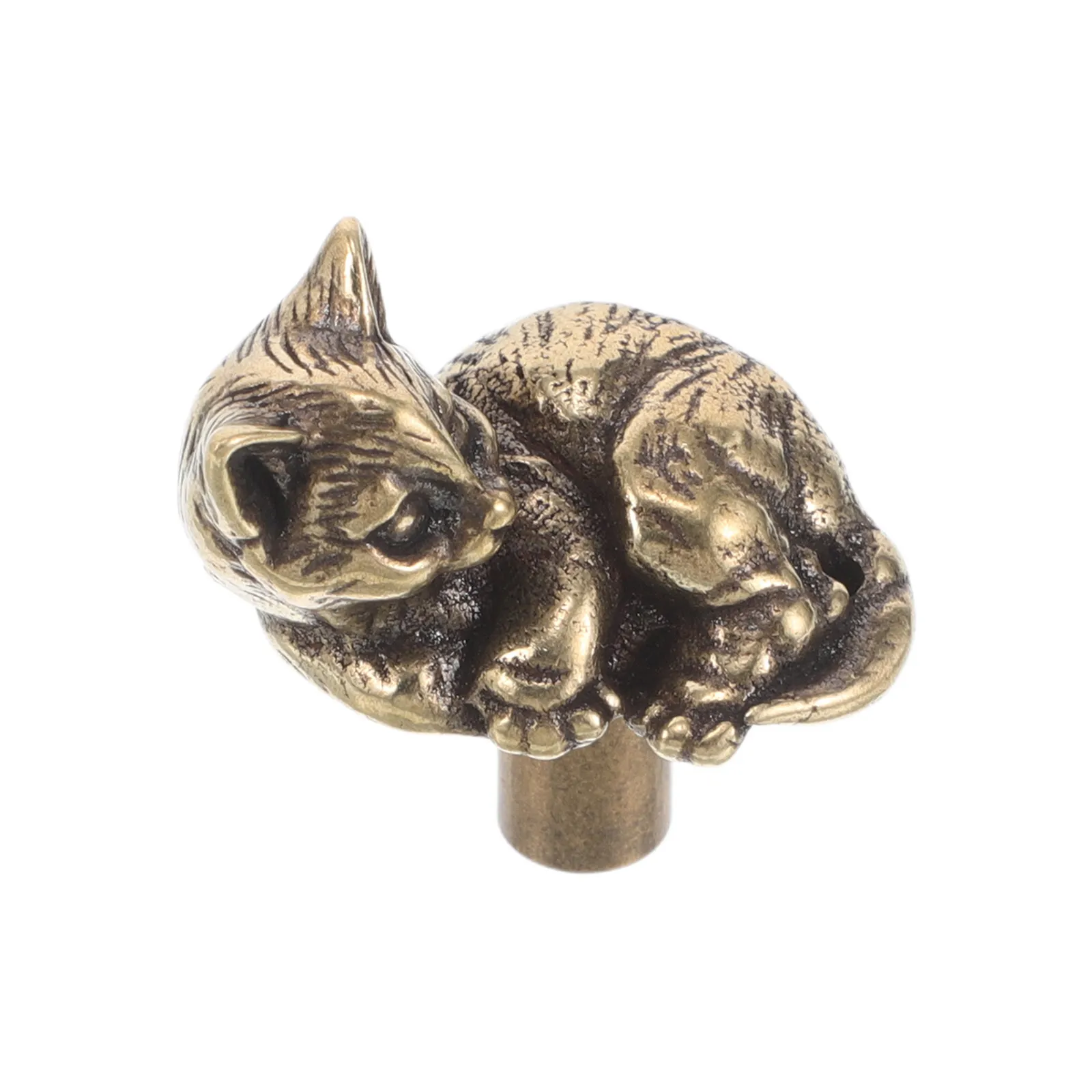 Solid Brass Cat Design Door Handle Cabinet Pull Drawer Knob for Kitchen Bathroom Vanity Retro Modern Decor Gold Tone Hardware
