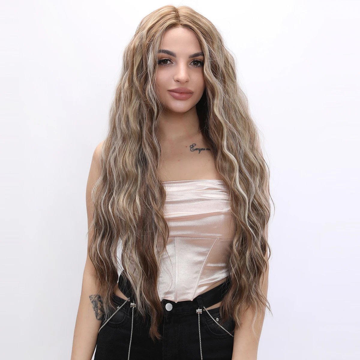 Smilco Hightlight Omber Brown 13X4 Synthetic Lace Front Curly Wigs For Women Invisible Lace Front Preplucked Wig Heat Resistant