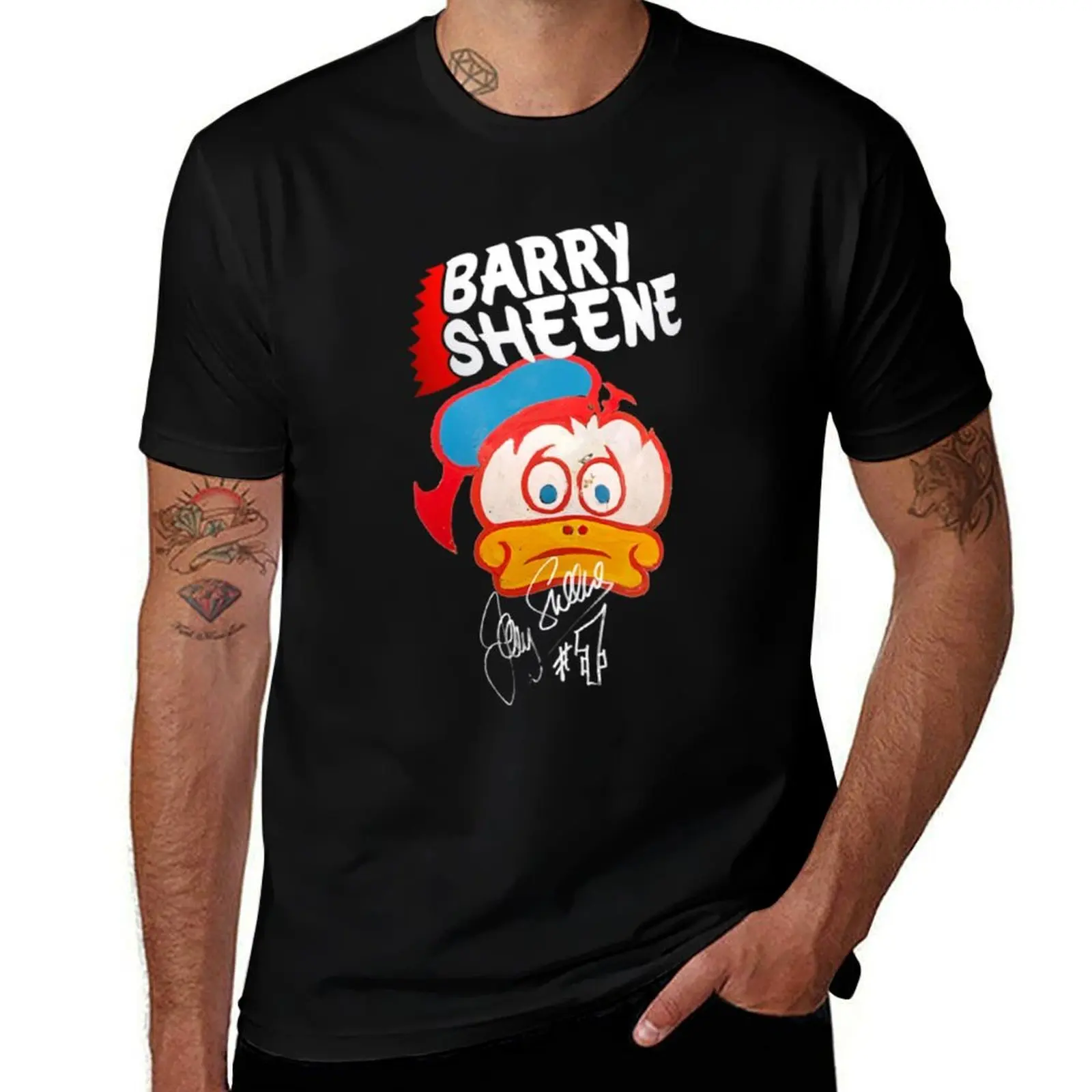Barry Sheene Duck Helmet Design T-Shirt Large Size Casual Short Sleeve Top T-Shirt