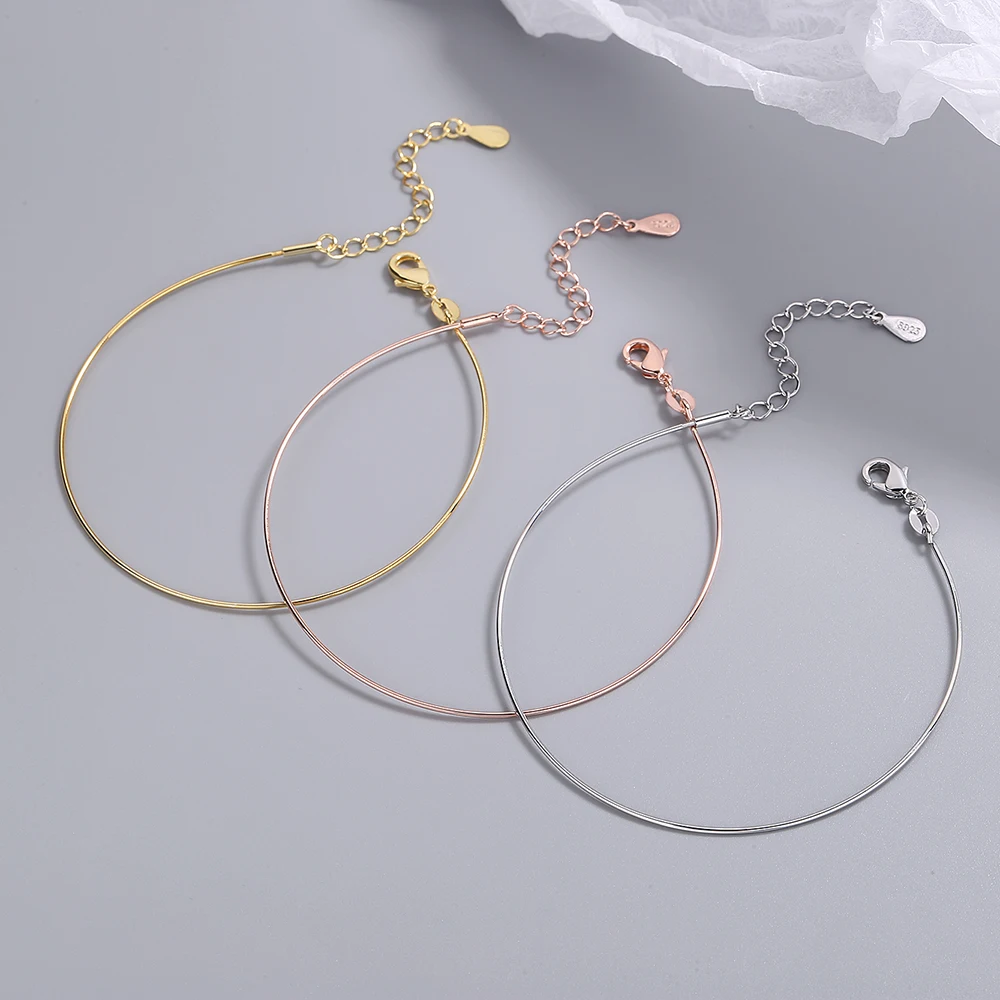 Real 925 Sterling Silver Chain Minimalist Bracelet For Fashion Women Party Cute Fine Jewelry 18k gold Accessories
