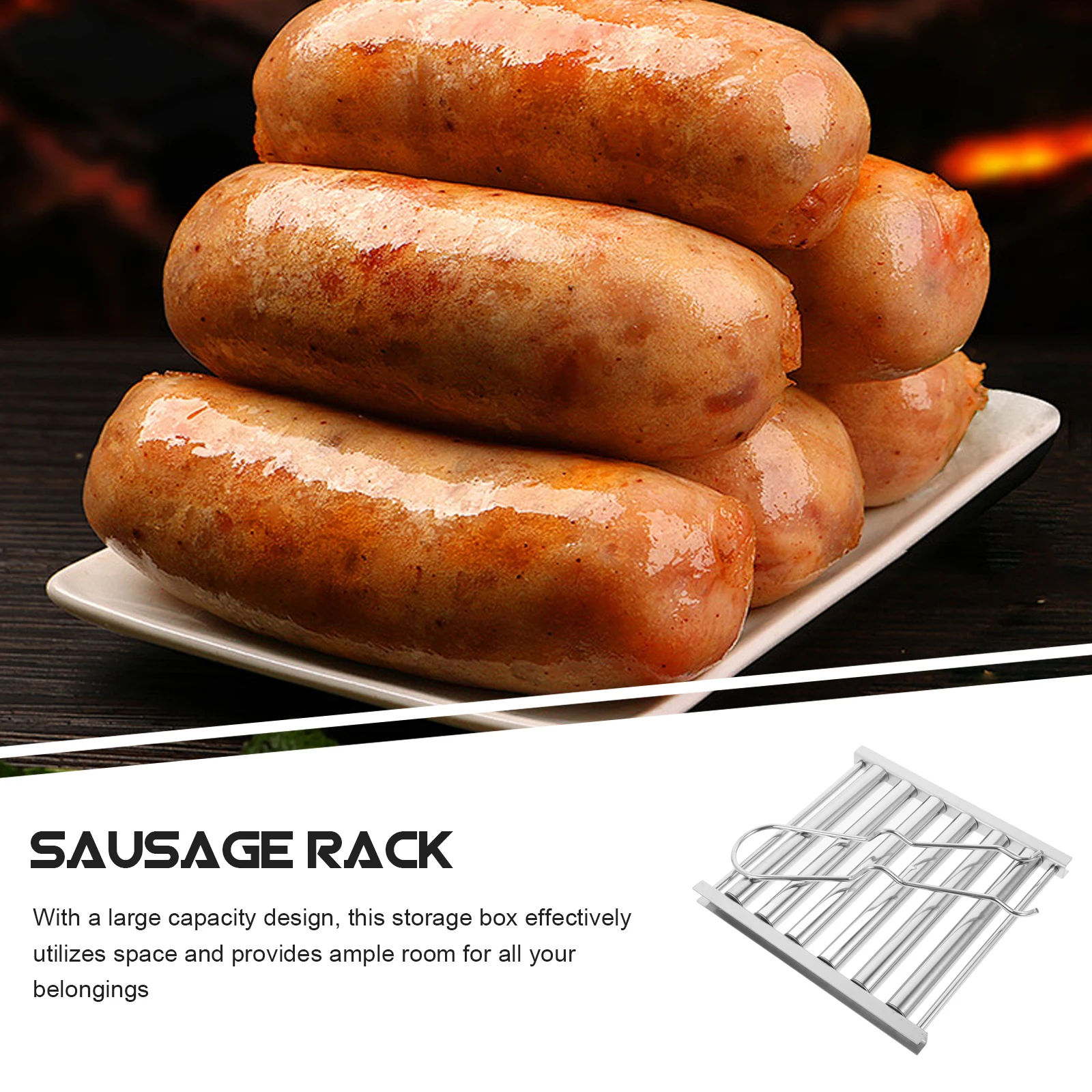 

Stainless Steel Sausage Grill Roller Portable Barbecue Rack for Picnic Outdoor Durable Detachable Design