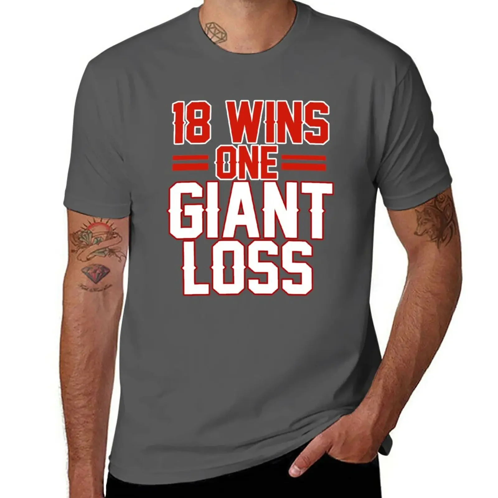 Oversizeds Vintage Mens Vintage T Shirts 18 WINS 1 GIANT LOSS NEW YORK FOOTBALL SHIRT T-Shirt Men Clothing Funny Style tops new