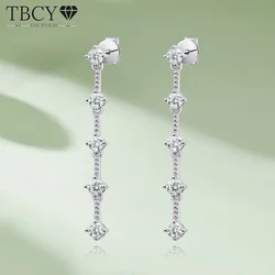 Tbcyd moissanite女性用タッセルイヤリング、s925シルバー、プラチナメッキドロップイヤリング、パーティージュエリー、クリスマスギフト、1cttw、dカラー