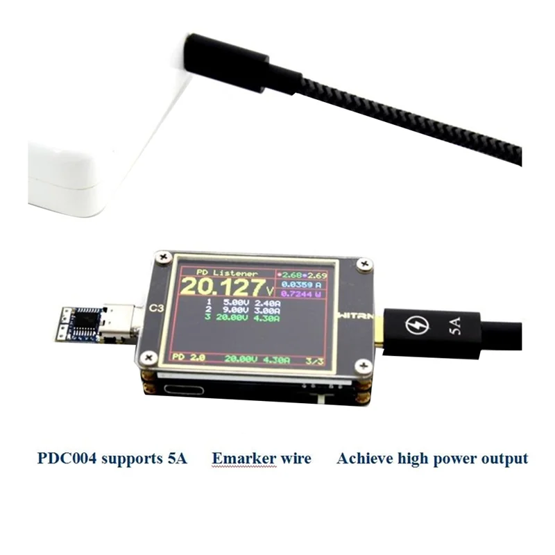 1 Piece PDC004-PD Decoy Module PD23.0 To DC DC Trigger Extension Cable QC4 Charger Type-C (12V)