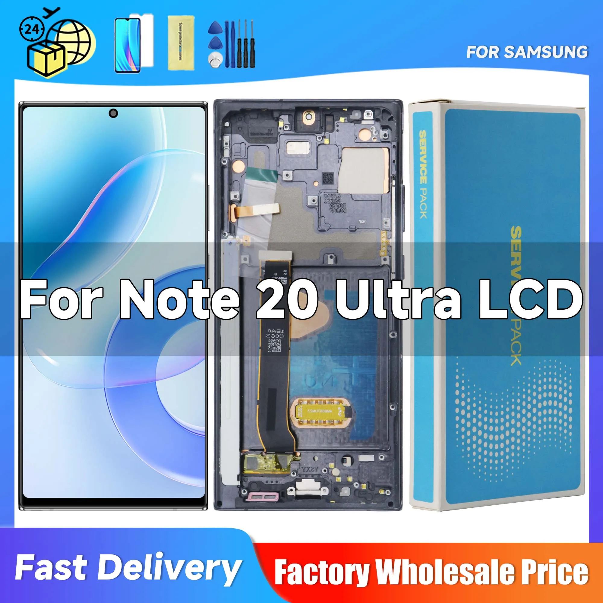 Note 20 Ultra Super AMOLED Screen Assembly, for Samsung Galaxy Note20 Ultra N985F N986B Lcd Display Digital Touch Screen Parts