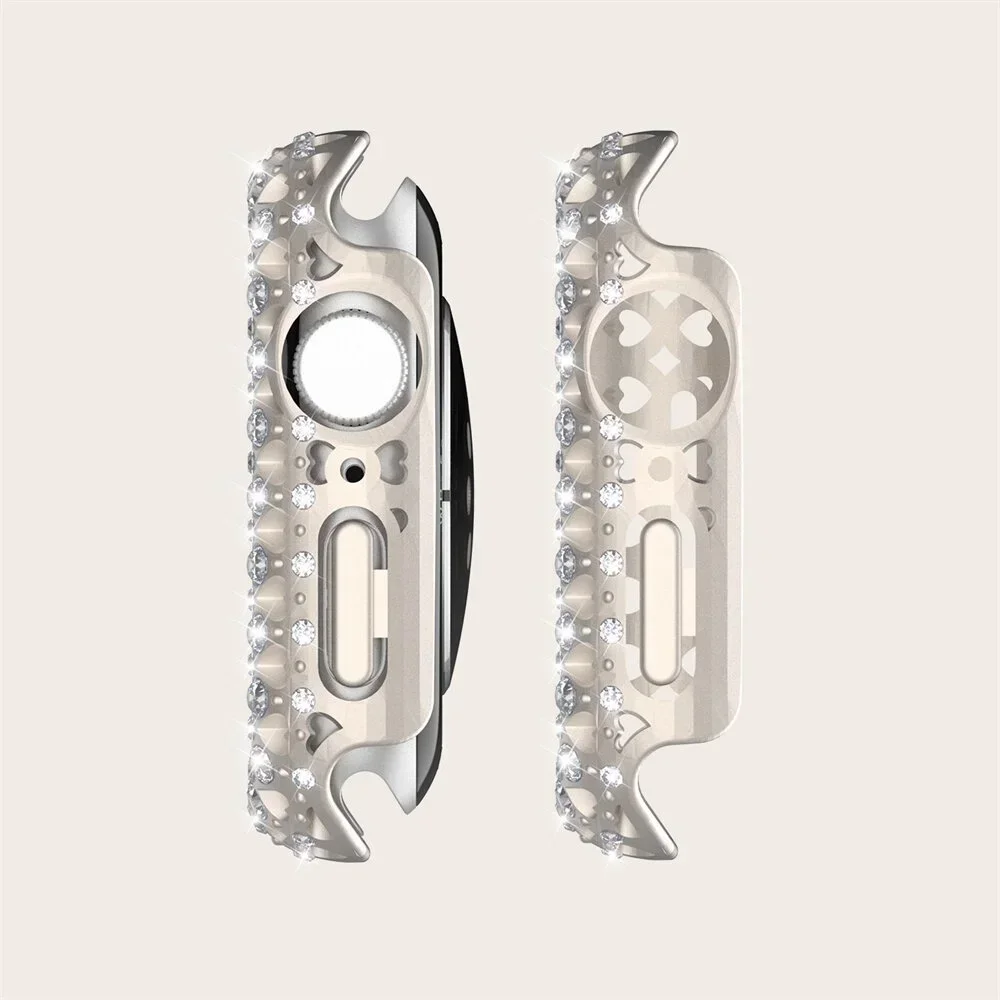 Casing berlian untuk penutup jam tangan Apple 9 8 7 41mm 45mm cangkang pelindung Bumper Bling untuk iWatch seri 9 8 7 bingkai pelindung PC