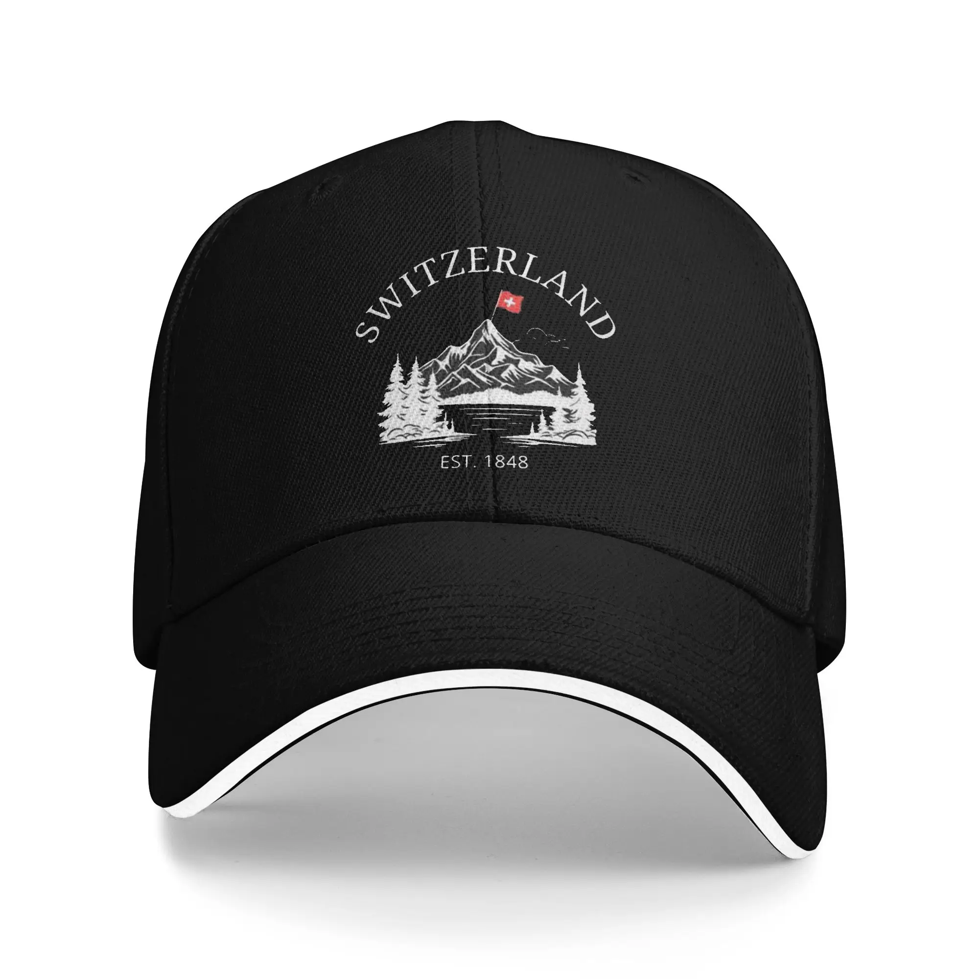 8 Styles EST.1848 Mountain Switzerland Swiss Flag Beach Baseball Caps Boy  High-end Trucker Cap For Women Summer Sunscreen Hat