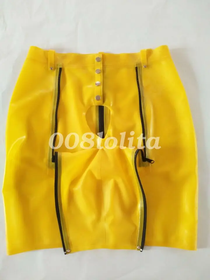 

100%Latex Rubber Men Sexy Tight Shorts Briefs Yellow Zipple 0.4mm Size