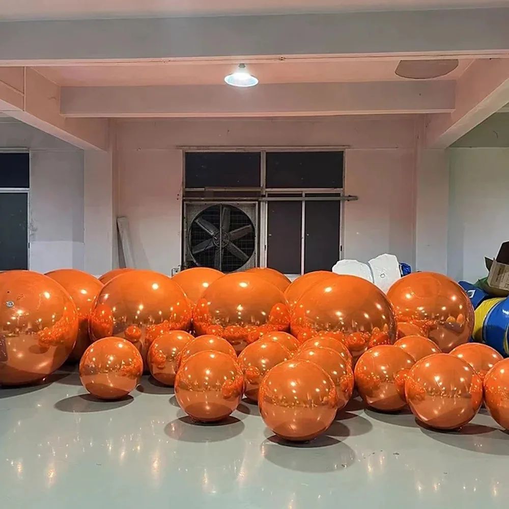 2025 Giant Inflatable Mirror BallทรงกลมPVCที่มีสีสันชุดReusable METALLIC Ballsสําหรับคริสต์มาสปาร์ตี้งานแต่งงานฉากหลังตกแต่ง