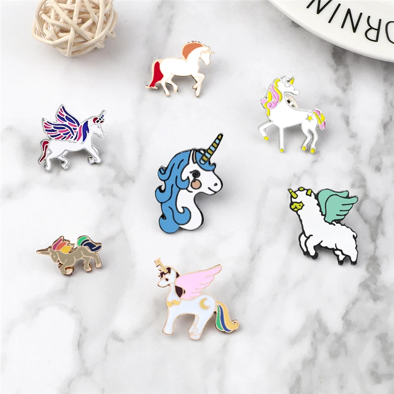 Fashion Enamel Pins Cute Unicorn Sika Deer Brooches for Girls Children Colorful Backpack Shirt Denim Jacket Jewelry Badges Gifts