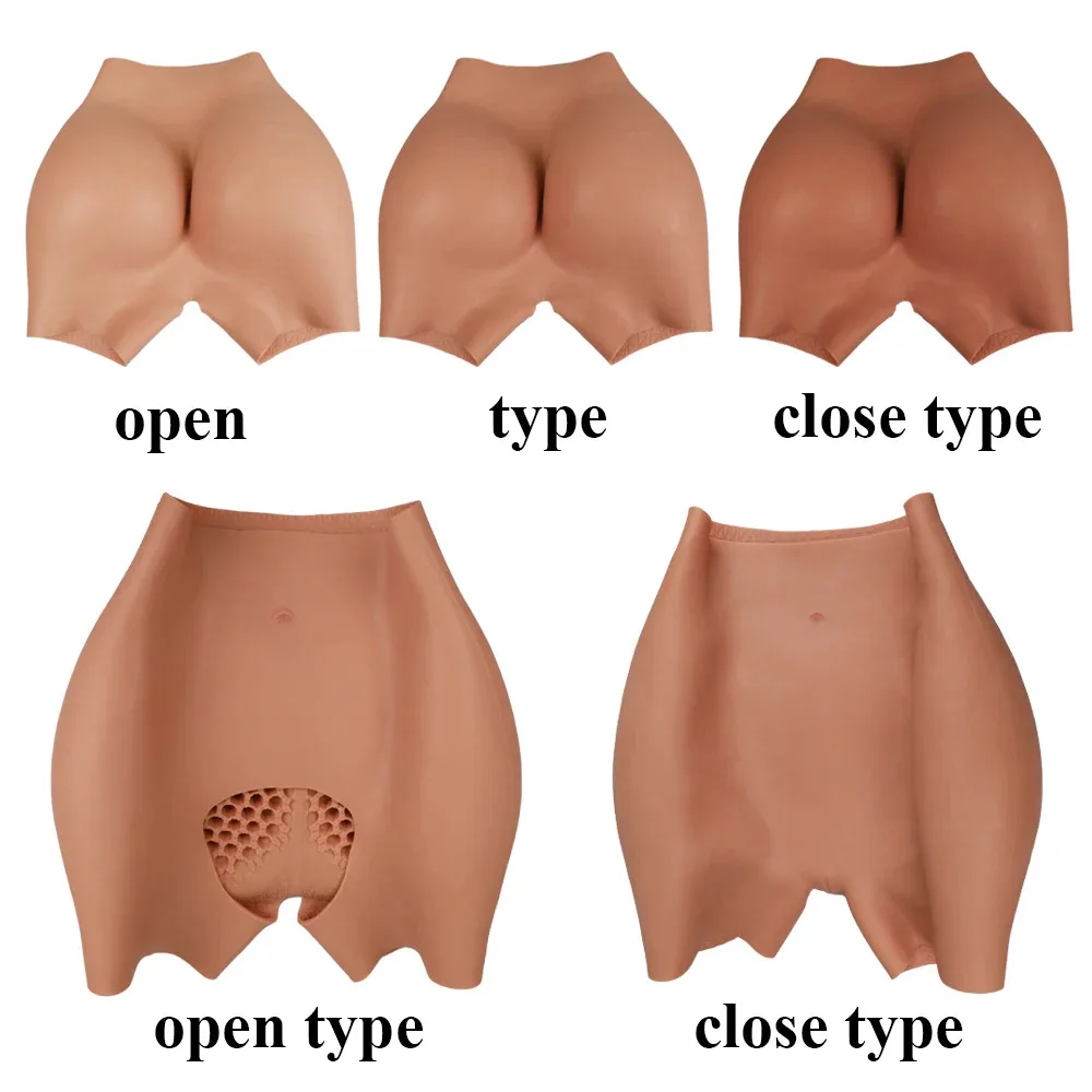 Silicone Pants Open-Crotch Buttock Padded Shaper Shorts Hips Control Enhancement fo Men/ Women Butt Lifter Crossdresser
