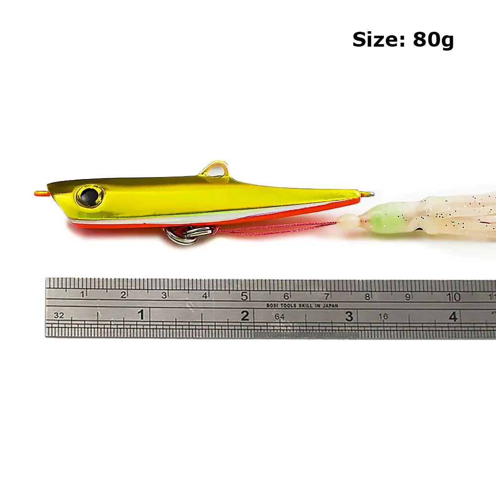 COUNTBASS 80g 2.8oz Japanese Style Inchiku Jigs with Octopus Assist Hook, Bottom Ship Snapper Fishing Lure