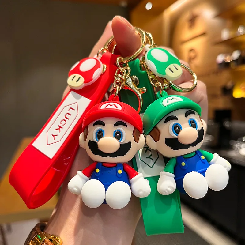 Cartoon game Super Mario keychain cute character Yoshi Peach Mario silicone pendant car key backpack decoration jewelry gift