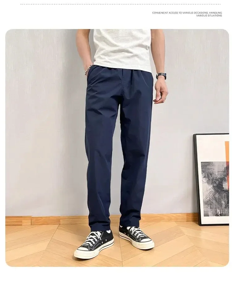 Sommerliche dünne Cargohose für Herren, lässige, schmal zulaufende Hose mit Reißverschlusstaschen, schnell trocknende Streetwear-Hose für den täglichen Gebrauch im Freien, S-3XL – Detail 4