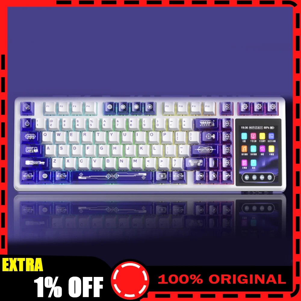 AULA L99 Teclado Mecânico Teclado para Jogos de Três Modos 3.98 polegadas Junta de Tela RGB 8000mAh Gamer Acessório PC Hot Swap Presente