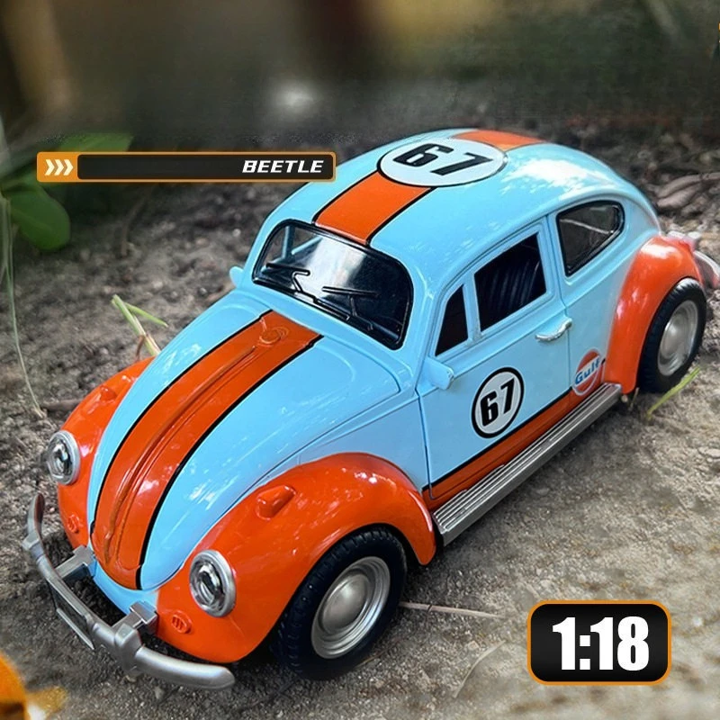 

Масштабная модель автомобиля Volkswagen Beetle 1955 года (1:18) из литого металла со звуком и светом, коллекционная, детская игрушка, подарок