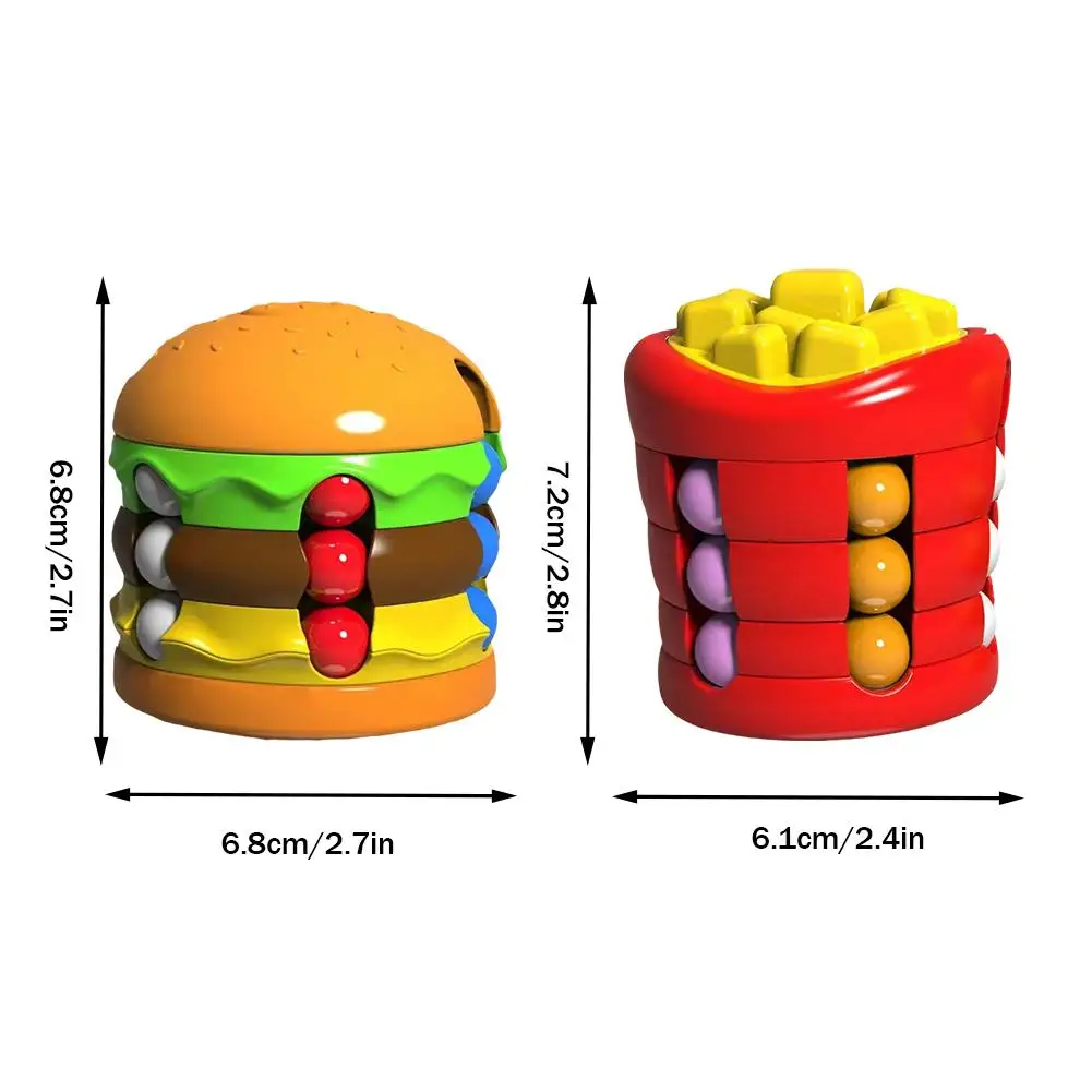 Hamburger French Fries Mini Rubik's Cube Stress Relief Fidget Gyro Children's Educational Toy Decompression Creative Gift