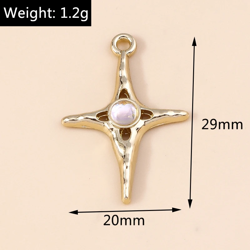 Leslie 5 Stück Exquisite Gold Silber Farbe Kristall Halbmond Sterne Charms für Ohrringe Armband Halskette DIY Schmuck Anhänger – Detail 13