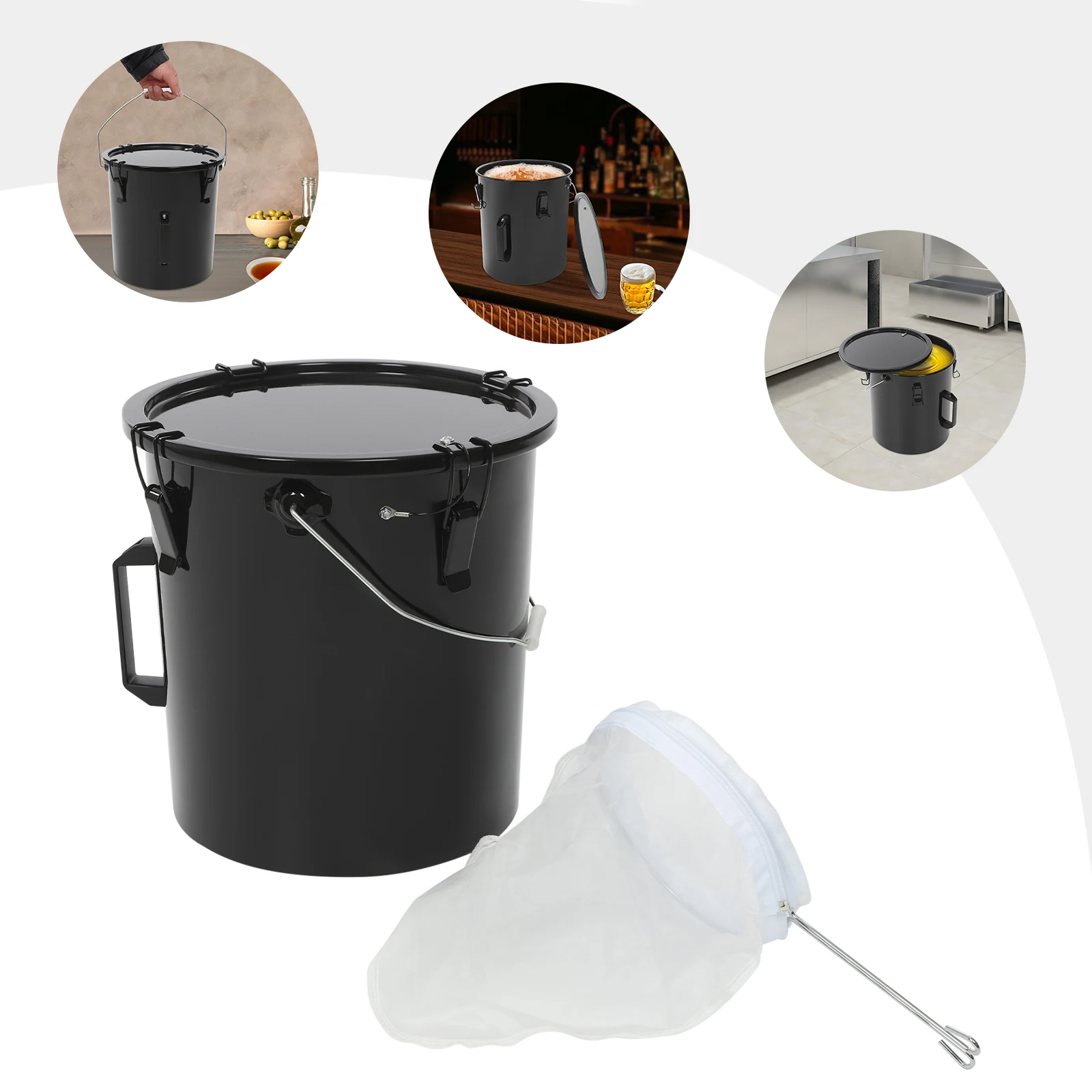 22.71L/6gal Oil Bucket with a Filter Bag, Fryer Oil Bucket with Lid, Grease Disposal Bucket for Restaurants/kitchens/Food Trucks