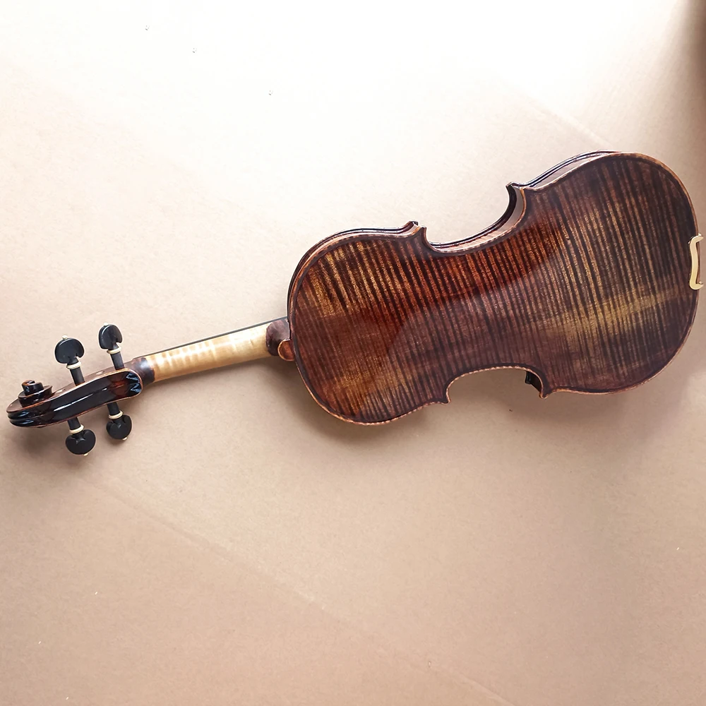 High-grade cashew paint Complete Backboard flame maple Handmade Violin 4/4 deep colour brown professional musical instrument