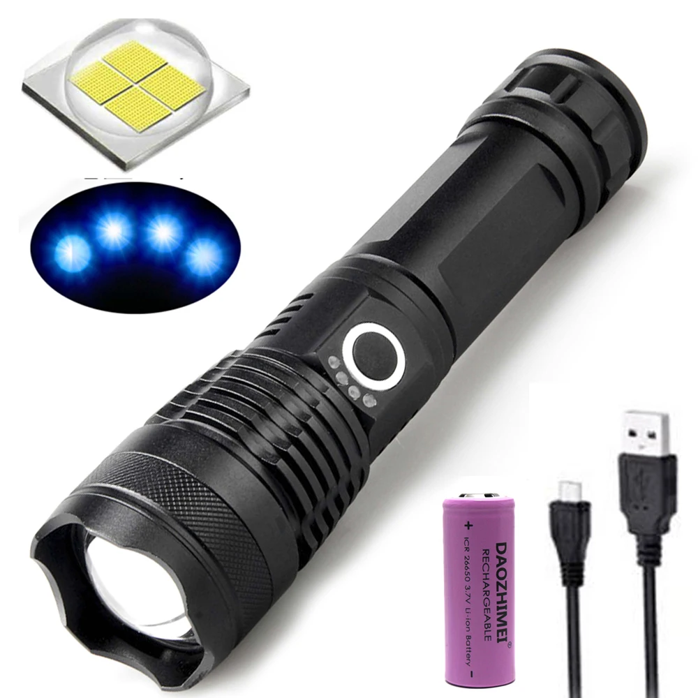 

5000 Lumens LED Flashlight P50 Zoom Tactical camping Lamp Light USB Rechargeable hunting torch Use 1x 26650/18650