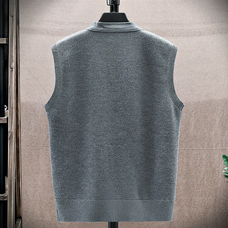 Autumn Winter Sweaters Men Casual Sleeveless Sweater Male V Neck Collar Knitted Vests Man