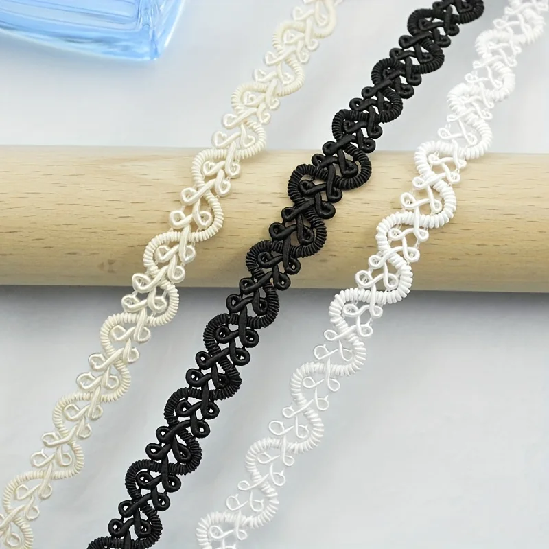 3m/118in Each pack white black lace trims curve sewing accessory Wedding Handmade DIY craft fabric ribbons Gifts Decorations