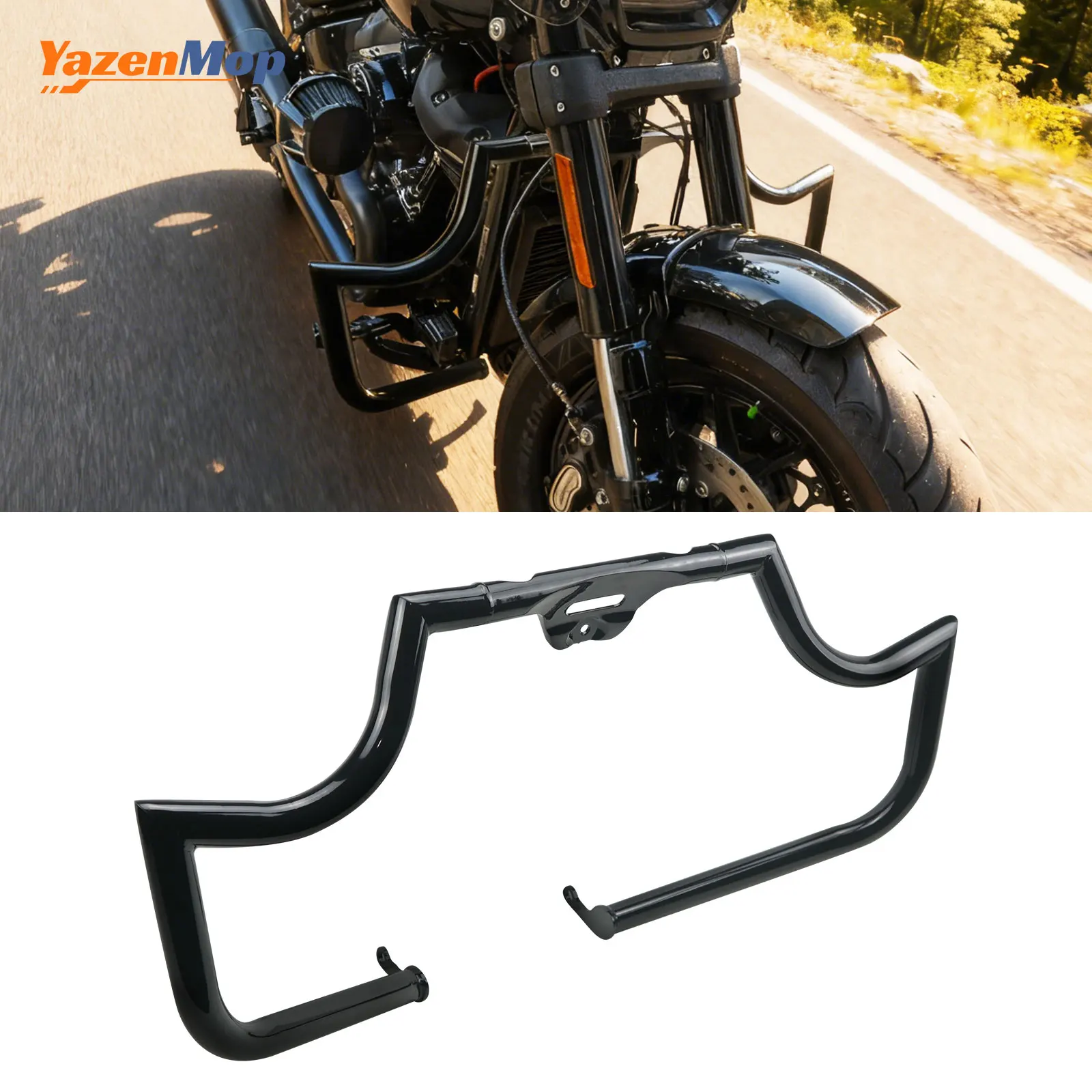 

YazenMop Mustache Guard fits Harley Softail '18-'25: Slim/Fat Bob/Fat Boy/Breakout/Street Bob/Low Rider/Heritage Deluxe - Black