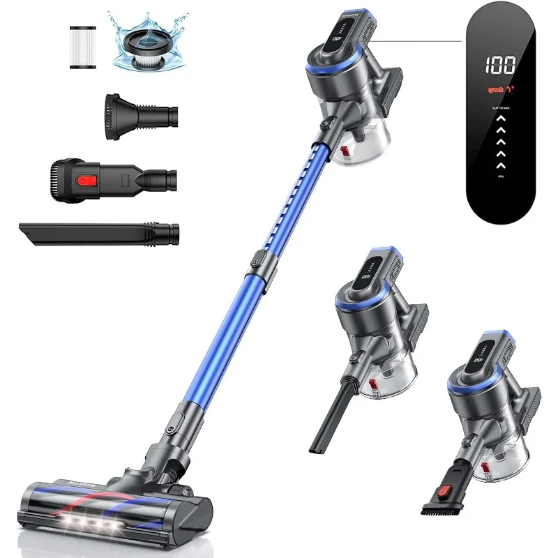 

HONITURE Cordless Vacuum Cleaner 450W/38KPa Powerful Stick Vacuum Cleaner with LCD Touch Screen, 55Min Runtime Battery