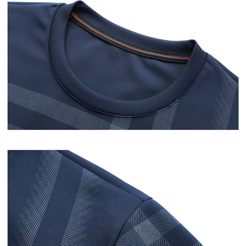 Autumn and Winter Men's Pullover Round Neck Stripe Plaid Printed Solid Long Ssleeve Sports Sweater Underlay Fashion Casual Tops