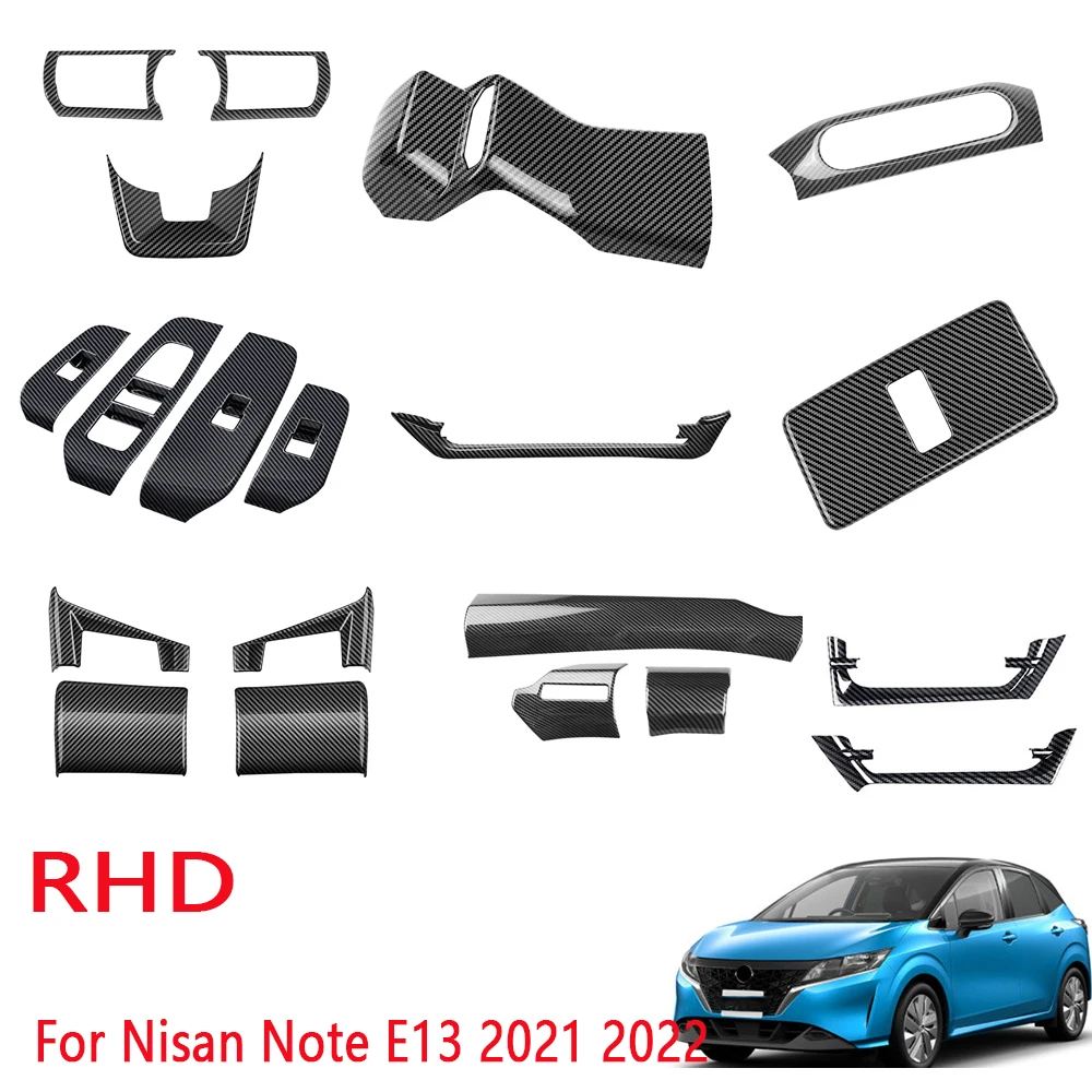 

For Nissan NOTE E13 2020-2023 ABS Carbon Fiber Interior Accessories Window Switch Gear Armrest Box Panel Cover Trim Accessories