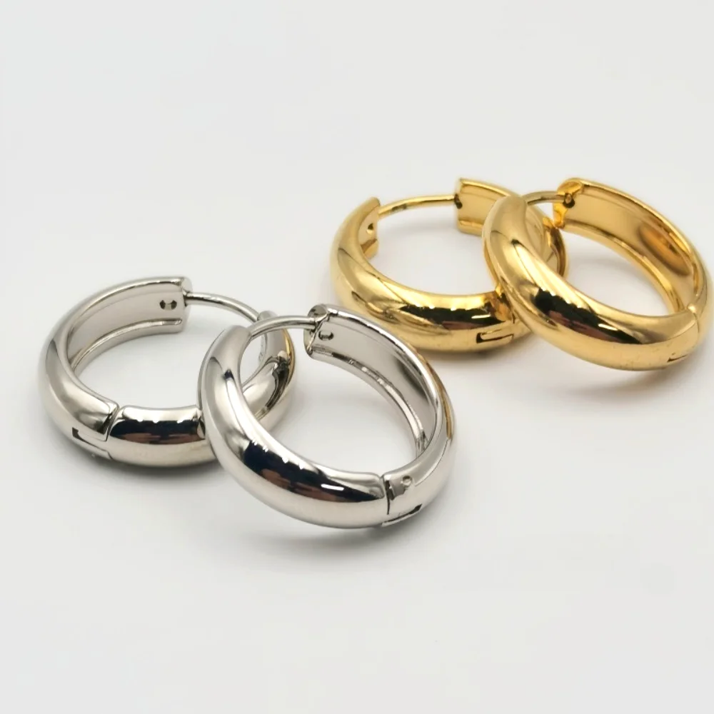 17/21/25 مللي متر 1/3Pairs عادي بيان هوب أقراط الفولاذ المقاوم للصدأ هوجيز الغضروف الذهب اللون أقراط للنساء مجوهرات