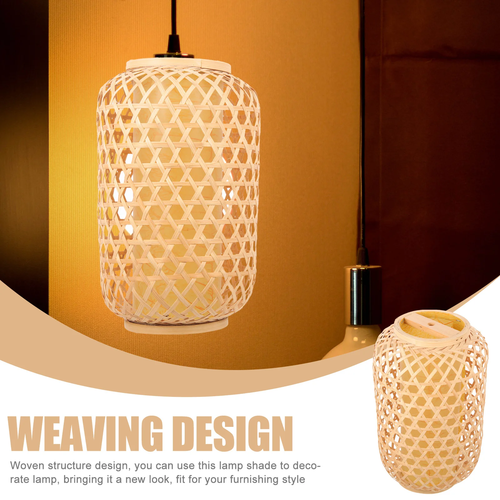 

Bamboo Lampshade Simple Lightweight Bamboo Lamp Cover Woven Lampshade for Hanging Ceiling Lamps Home Decoration Light Shade