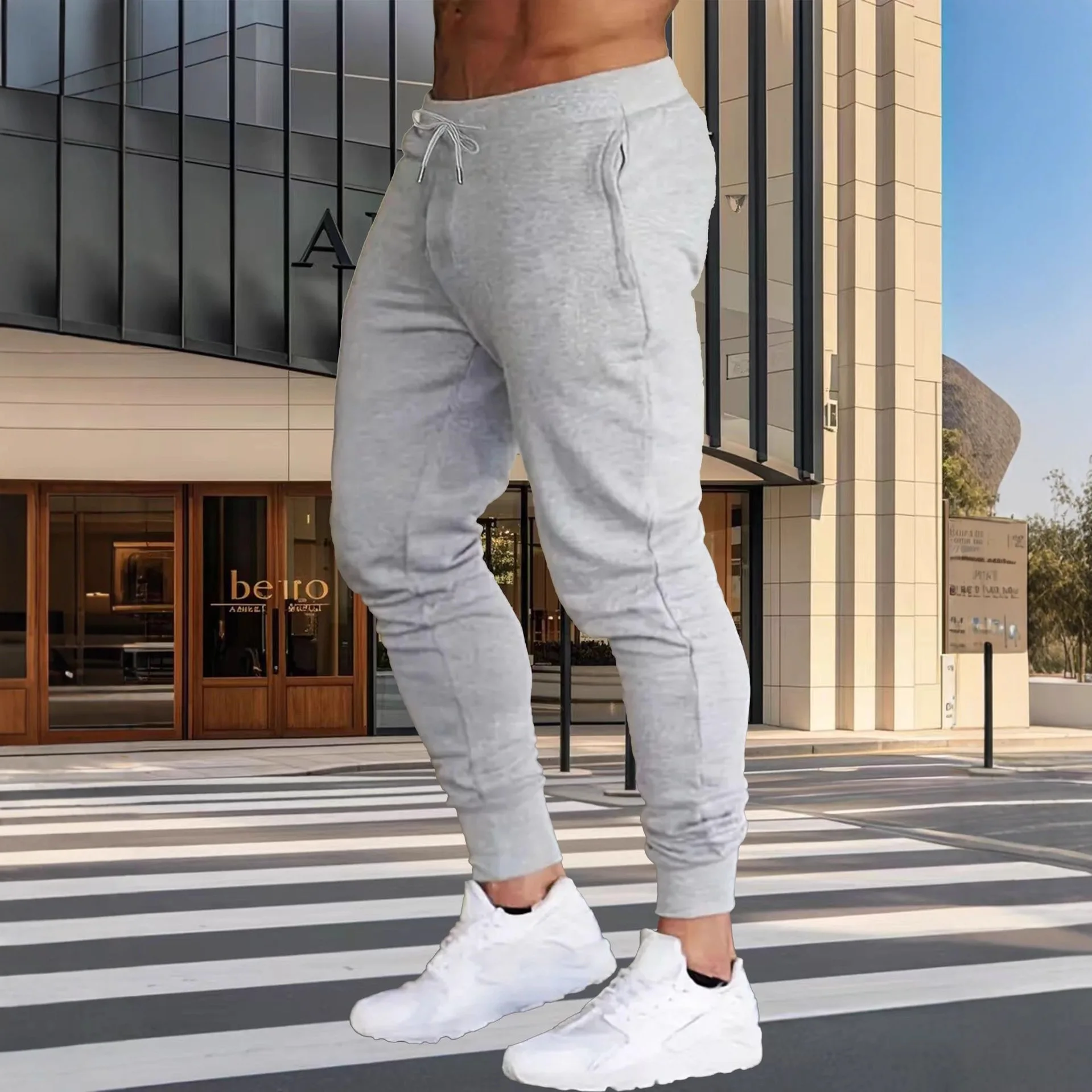 

2025 модные мужские спортивные штаны для бега, повседневные длинные брюки для фитнеса, мужские удобные узкие спортивные штаны для тренировок на открытом воздухе, спортивный костюм для бега