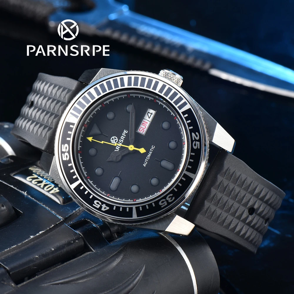 

PARNSRPEMen's Watch 42.5mm Samurai NH35A Movement Sapphire Waterproof Screwed Automatic Mechanical Stainless Steel Case