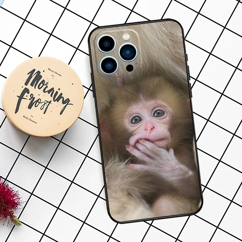 Cute Baby Monkey Animal Case For iPhone 16 15 14 11 Pro Max 13 12 Mini X XR XS Max 7 8 14 16 15 Plus Cover