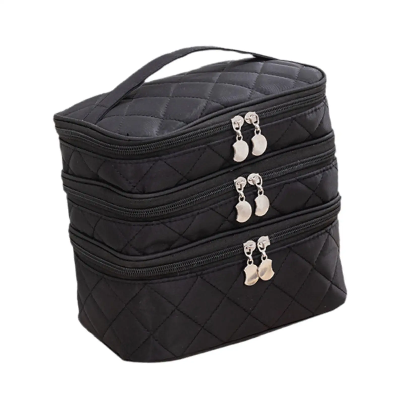 Women Cosmetic Storage Bag Portable 3 Layers Cosmetic Organizer Ladies Toiletry Bag for Accessories Full Size Bottles Toiletries