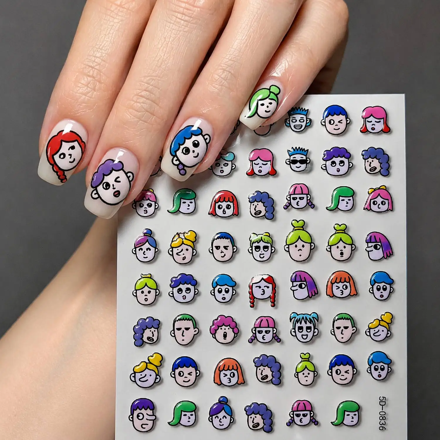 1Pc 5D Raised Patterns Fun Nail Sticker Multi Color Designs Fun Nail Decal Fashion Trends Fun Nail Slider
