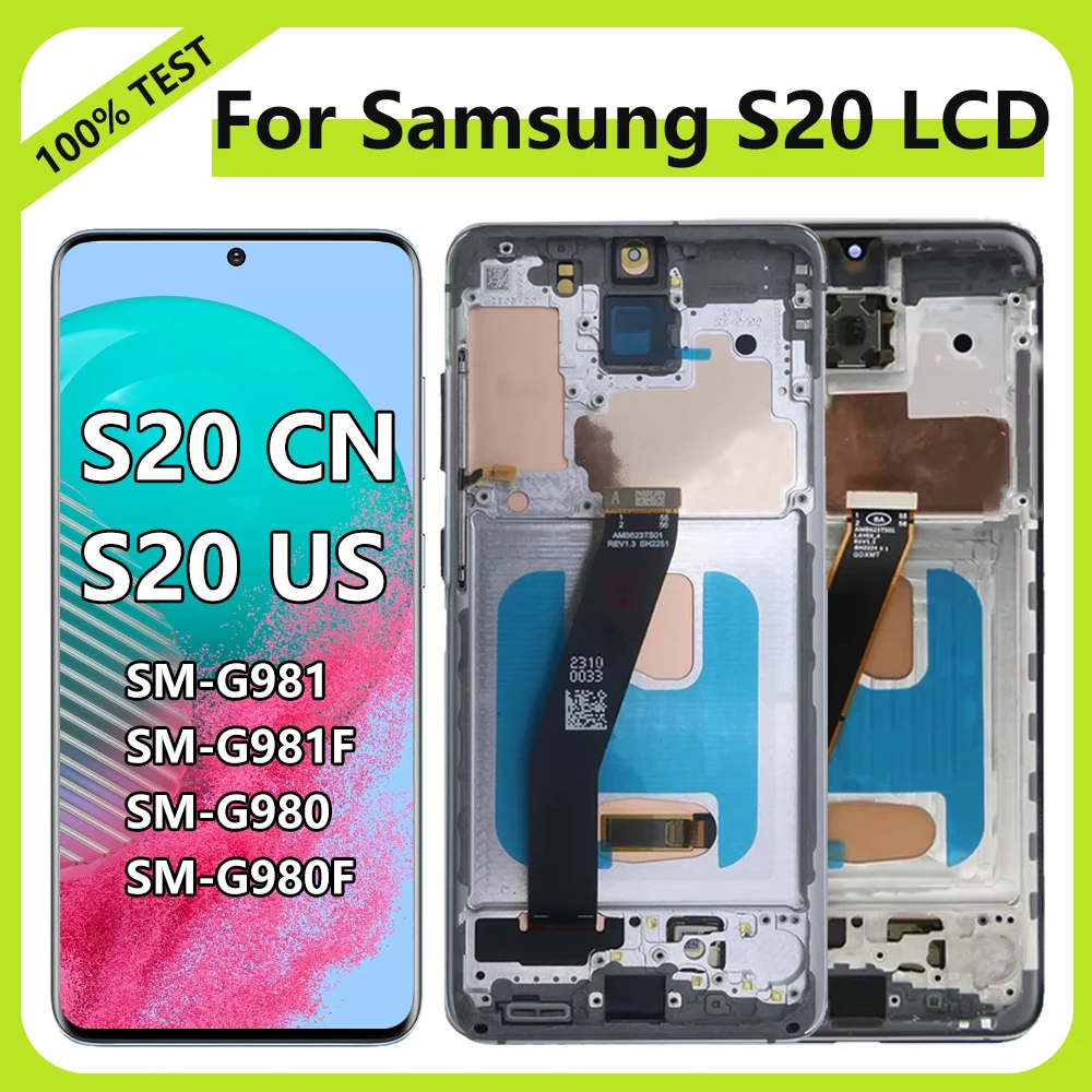 Super AMOLED S20 LCD Display Screen For Samsung Galaxy S20 4G G980 G980F Display Touch Screen Digitizer Assembly S20 5G G981 LCD