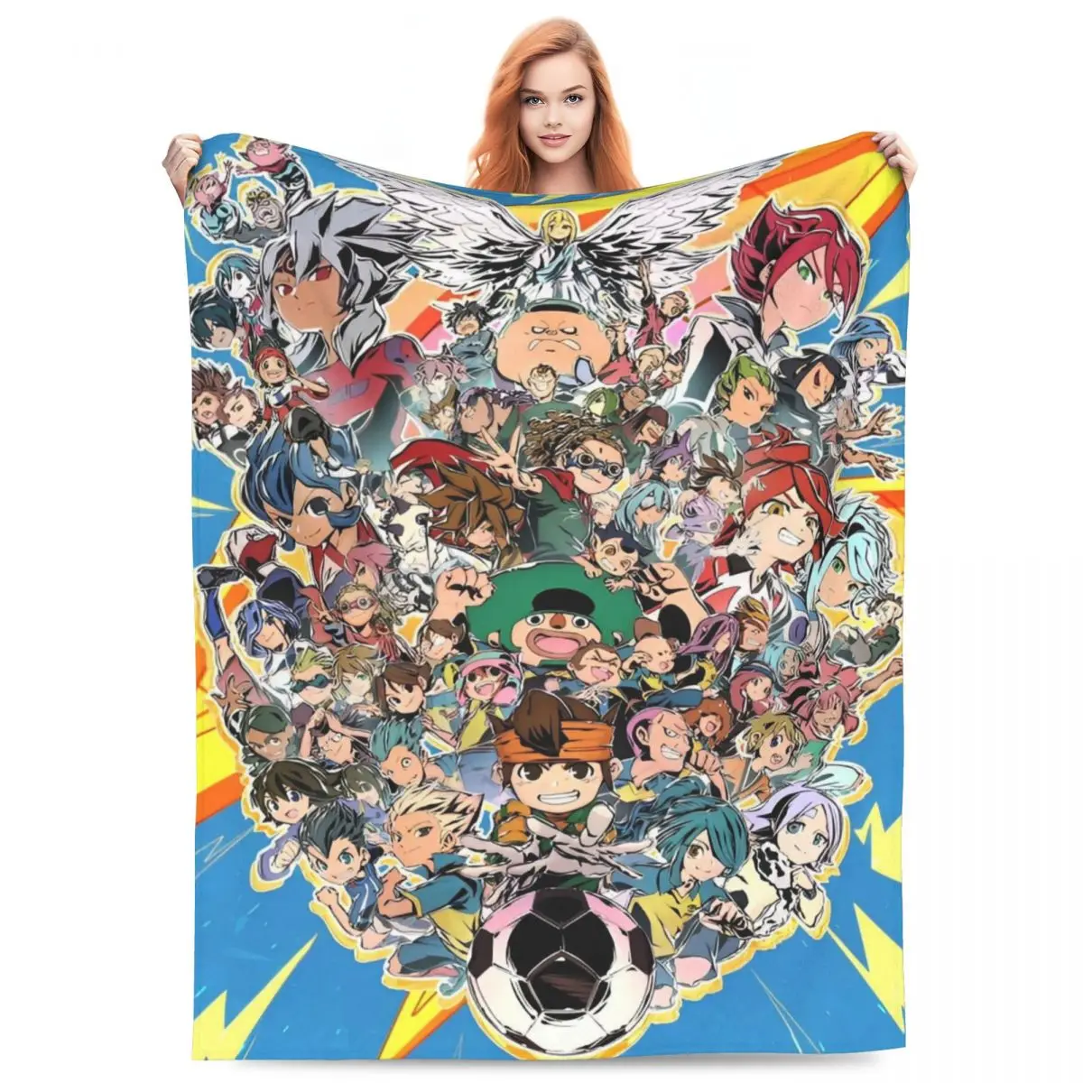 Inazuma Eleven Manga Cartoon Anime Blanket Velvet Summer Breathable Super Soft Throw Blanket for Home Travel Rug Piece