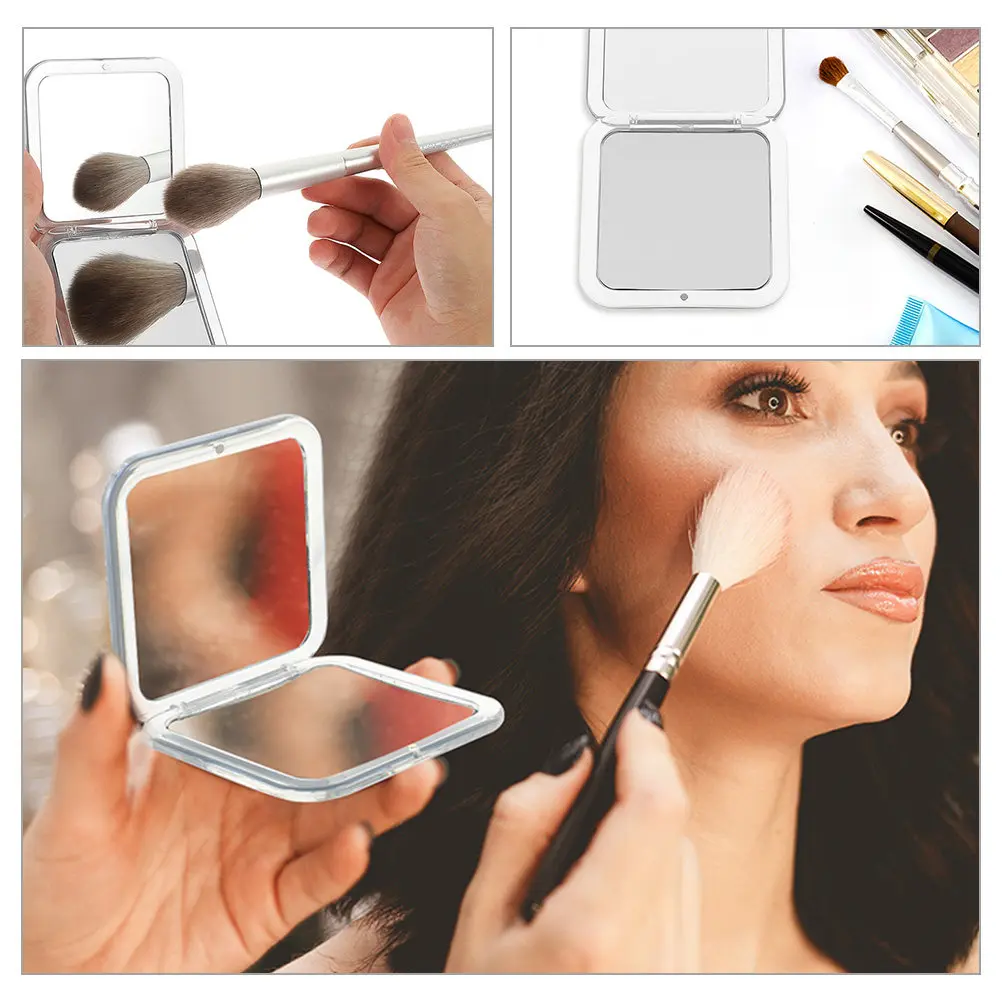 

Складное компактное зеркало для макияжа с увеличением, двустороннее карманное квадратное зеркало для путешествий для женщин в пути