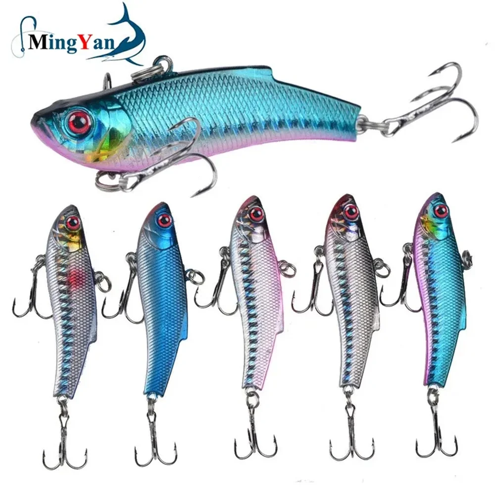 5Pcs Vibration VIB Angeln Locken Kunststoff Harten Köder Wobbler Crankbait Künstliche Winter Angelgerät Für Bass Karpfen