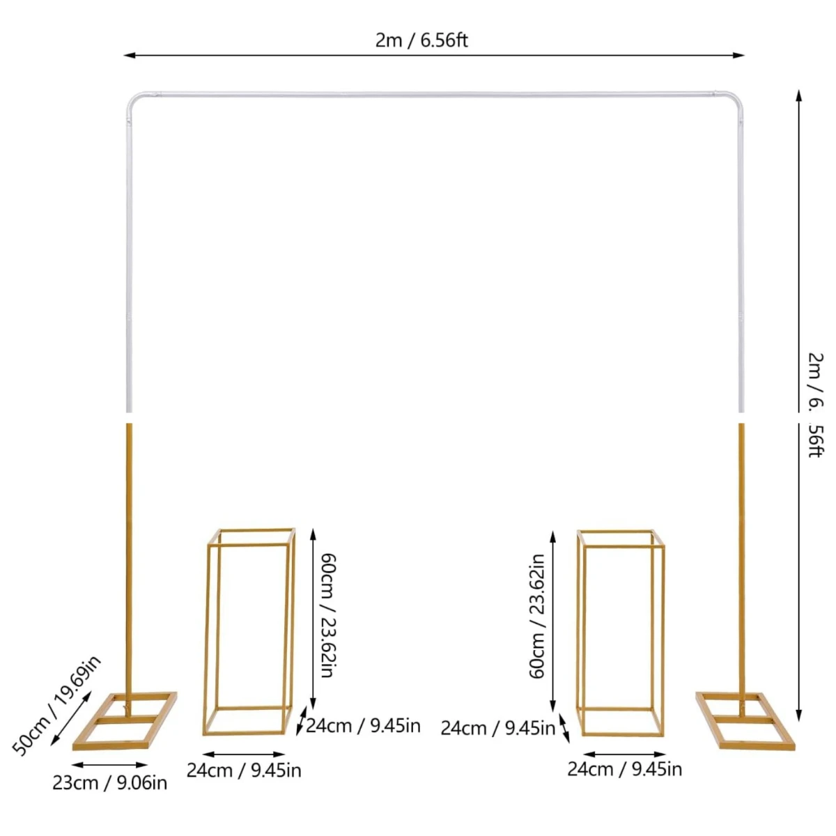 

Square Wedding Arch Backdrop Stand with Flower Stands 6.56FT x 6.56FT Balloon Arch Stand Kit Metal Wedding Arch Frame Backdrop